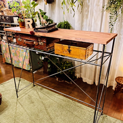 アイアンキャスターラック 男前シェルフ 移動式 ガレージ ハンドメイド