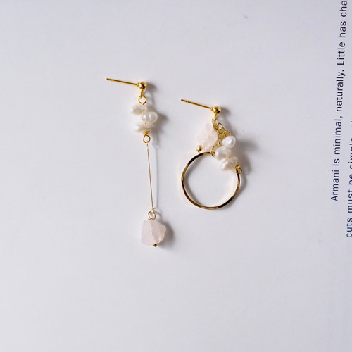 天然石アシメピアス ピアス（その他） Beige&Black 通販｜Creema 