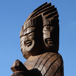 青色の彫刻 顔デザイン 楕円形 青色の彫刻 顔デザイン 楕円形 blue flicker (楕円形キャンバス