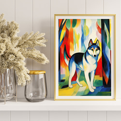 【公園の午後 - シベリアンハスキー犬 No.1】モダン 現代アートポスター 犬の絵 犬の絵画 犬のイラスト 8枚目の画像