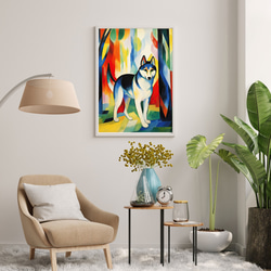 【公園の午後 - シベリアンハスキー犬 No.1】モダン 現代アートポスター 犬の絵 犬の絵画 犬のイラスト 7枚目の画像