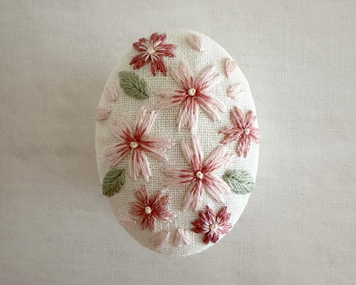 専用商品　刺繍ブローチ 刺繍キット〉桜の刺繍ブローチ -楕円 - キット Marguerite刺繍