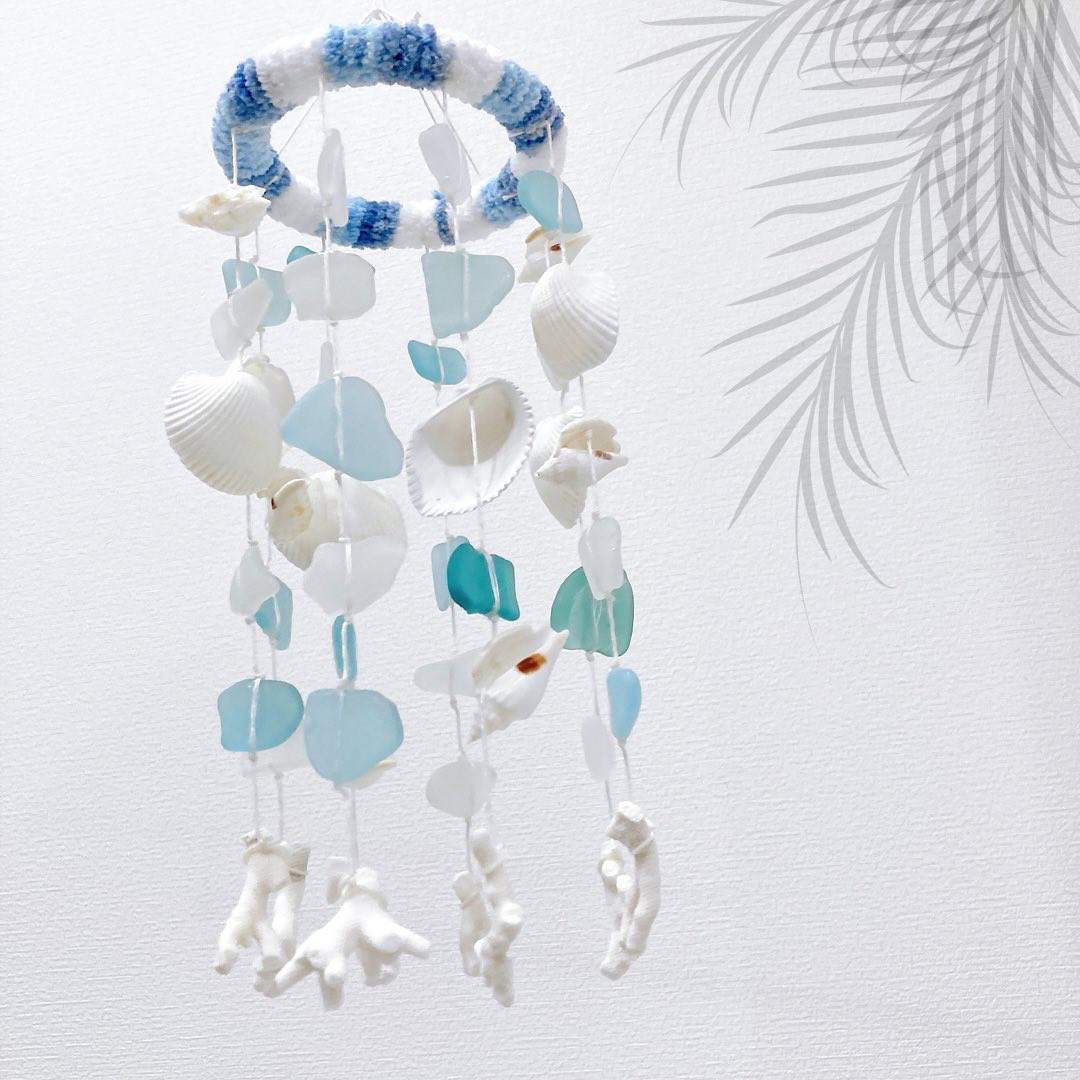 シェルMIX＆シーグラス ウィンドチャイム　SHELOOMオリジナル