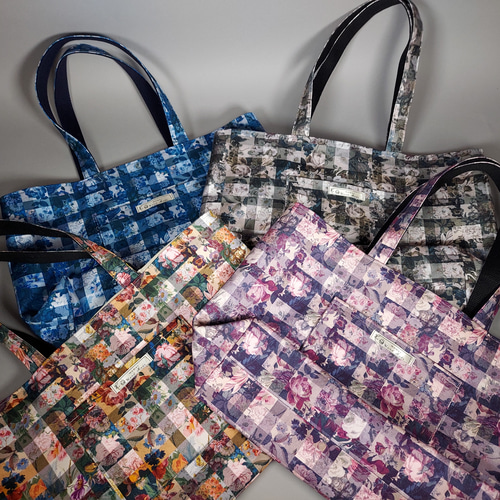 トートバッグ大(LIBERTY アーカイブギンガム パープル) トートバッグ 