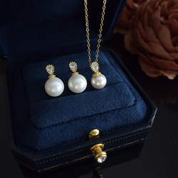 ゴールド＆パールのコンビネックレス、ピアスのセット 楽天市場】2点セット パール ネックレス ピアス セット 淡水