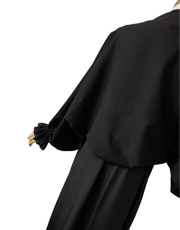 送料無料 着物 リメイク 絽 正絹 シルク ボレロ カーディガン ドレスやワンピースなどに ハンドメイド 3枚目の画像