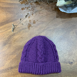 麻花毛線帽系列。手作毛帽。紫。 第4張的照片