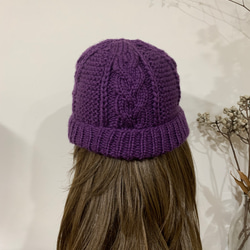 麻花毛線帽系列。手作毛帽。紫。 第3張的照片