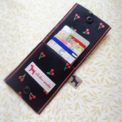 倉敷児島の畳縁(たたみべり)で作った 2つ折りカードケース 【さくらんぼ】 2枚目の画像
