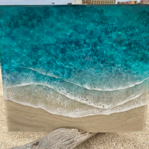 ☆超立体 流木土台付き 沖縄の海 レジンアートボード 美ら海