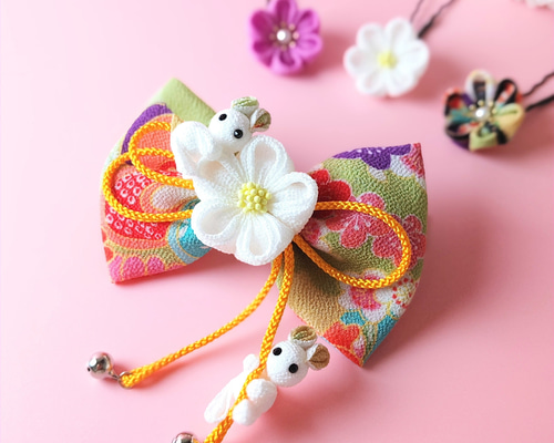 ami*さま専用 確認用 七五三髪飾りセット赤×白7-26.薄桃うさぎ7-27