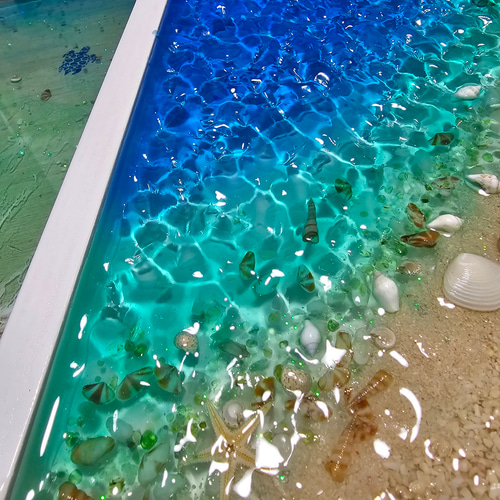 海を感じるインテリア 波紋アート 水面の揺らめき レジン海