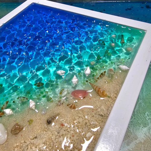 海を感じるインテリア 波紋アート 水面の揺らめき レジン海アート 立体