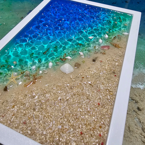 海を感じるインテリア 波紋アート 水面の揺らめき レジン海アート 立体