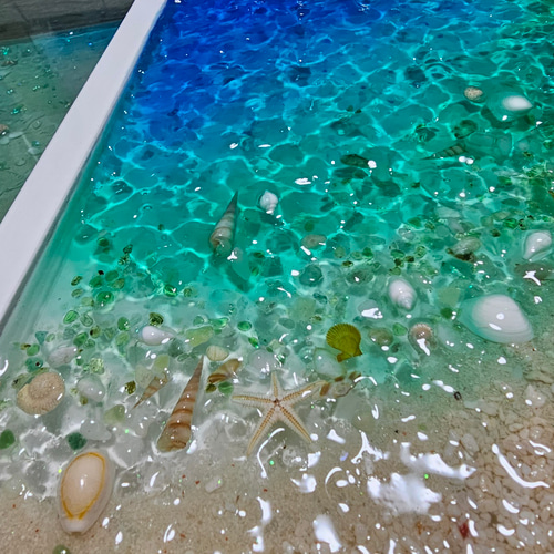 海を感じるインテリア 波紋アート 水面の揺らめき レジン海アート