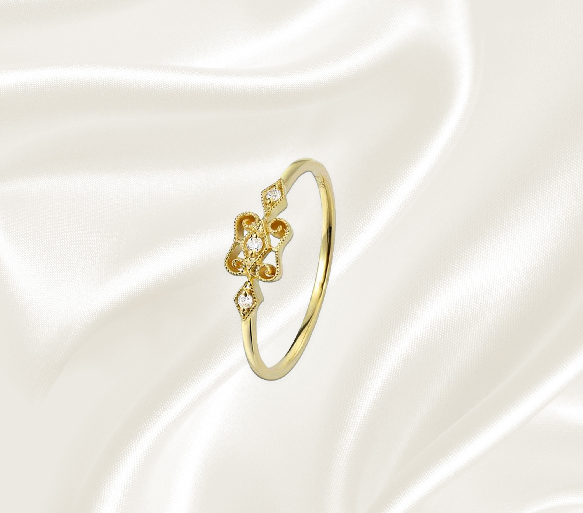 14K ゴールド ダイヤモンド レディースリング