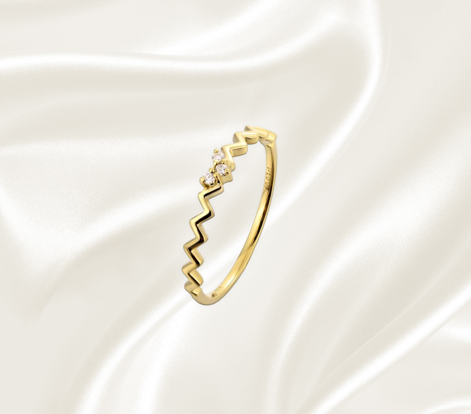 14K ゴールド ダイヤモンド レディースリング