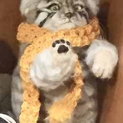 オーダーメイド☆羊毛フェルトの招き猫のマヌルネコ 1枚目の画像
