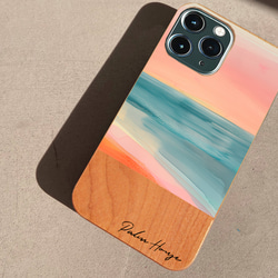 天然木♡名入れ♪春色 PINK SAND BEACH iPhoneケース ピンクサンド ビーチ グラデーション 3枚目の画像