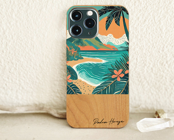 天然木♡名入れ♪DREAMY KAUAI ISLAND iPhoneケース ハワイ カウアイ ビーチ 海 1枚目の画像