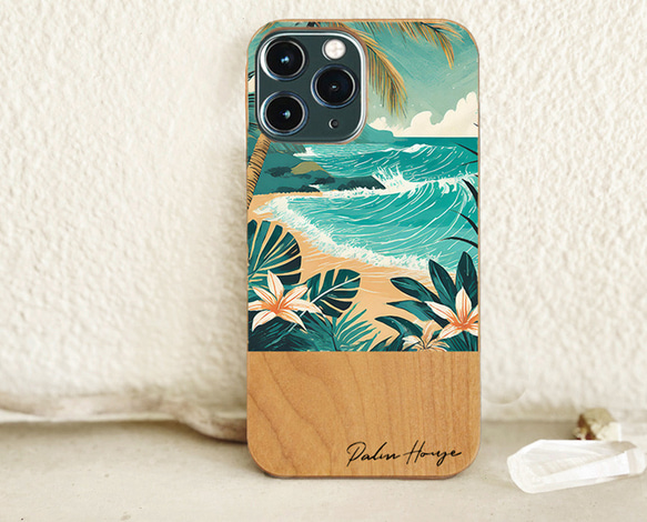 カロナン木製手描き収納ボックス JOY Aloha Hawaii 天然木♡名入れ♪ノースショア ハワイ NORTHSHORE iPhoneケース HAWAII