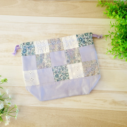 持ち手付きフリル巾着袋 ムーンモス 巾着バッグ funwari-mi 通販