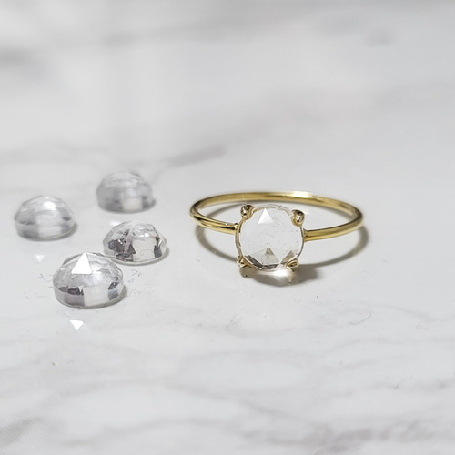 天然石 クリスタル 水晶 一粒リング SILVER925/18KGP 7号～17号 指輪