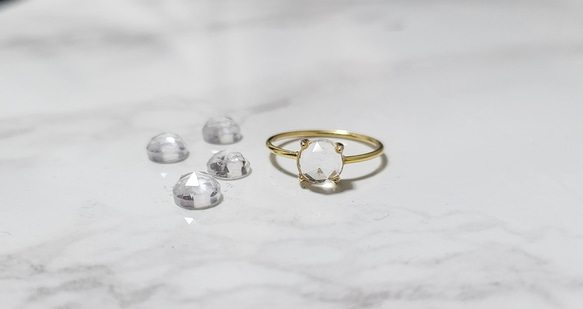 天然石 クリスタル 水晶 一粒リング SILVER925/18KGP 7号～17号 指輪
