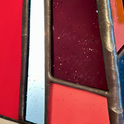 【過去作品】ステンドグラスランプ　4角ブルー、ピンク系 7枚目の画像