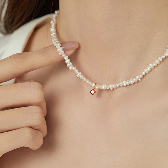 淡水パールのネックレス　真珠　ジルコニア　淡水真珠　淡水パール　パール　6月の誕生石 夏の誕生石2024