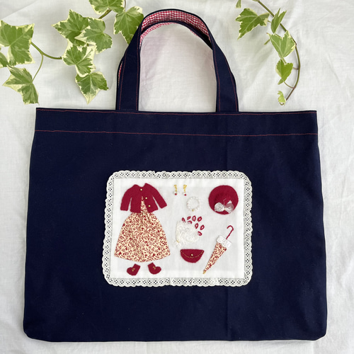 入園入学セット ちょっと大きめアップリケのレッスンバッグと