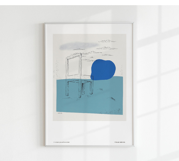 抽象画　アートポスター　インテリアポスター　イラスト　ブルー　アート　北欧　ポスター　インテリア　シンプル　モダン 1枚目の画像