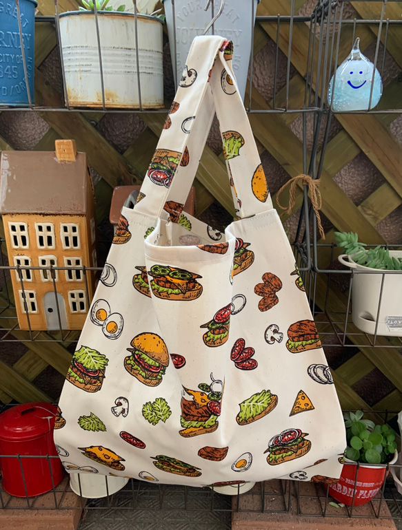 アメリカン ☆ハンバーガー レッスンバッグ ハンドメイド アメリカン ☆ハンバーガー レッスンバッグ ハンドメイド ☆新作