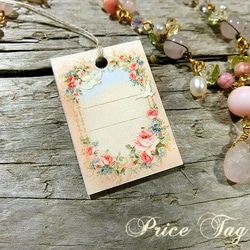 ちびタグ値札★薔薇とハト　ピンクまたはオレンジ 4枚目の画像