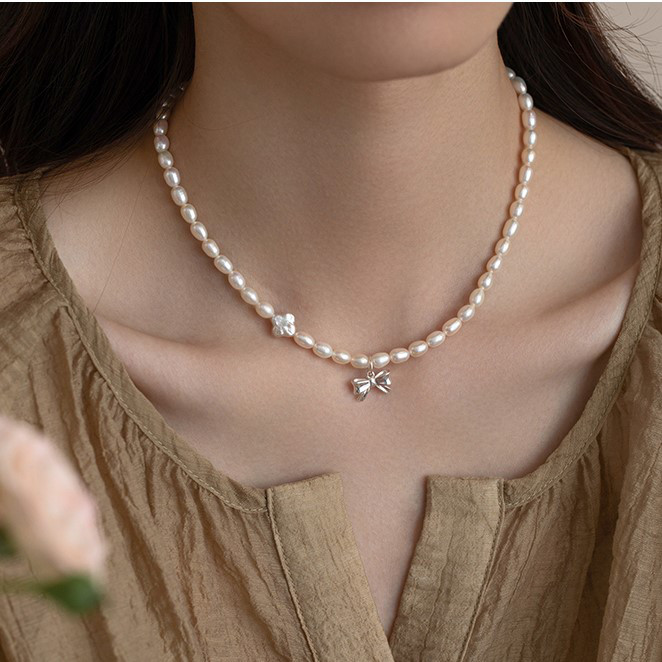 淡水パールのネックレス　真珠 蝶々　S925シルバー 淡水真珠　淡水パール　パール　6月の誕生石 夏の誕生石2024