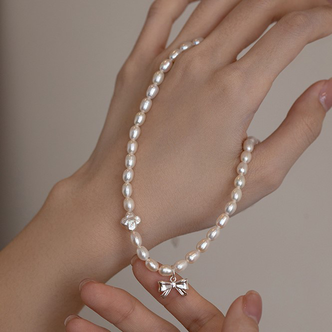 淡水パールのネックレス　真珠 蝶々　S925シルバー 淡水真珠　淡水パール　パール　6月の誕生石 夏の誕生石2024