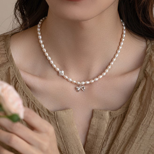 淡水パールのネックレス　真珠 蝶々　S925シルバー 淡水真珠　淡水パール　パール　6月の誕生石 夏の誕生石2024