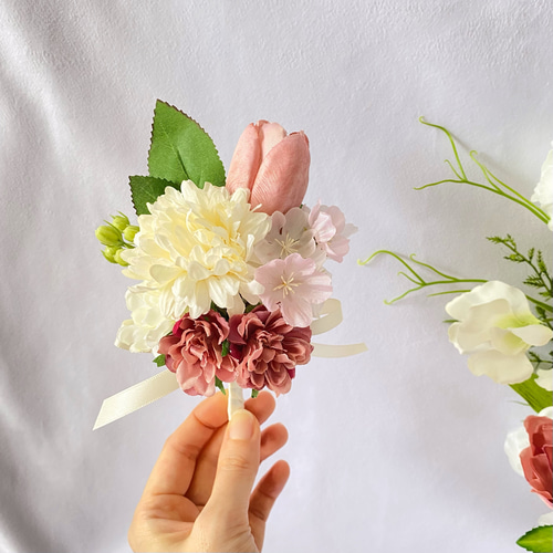 オーダーメイド】桜 と チューリップ の クラッチ ブーケ ( 和装 オーダーメイド】桜 と チューリップ の クラッチ ブーケ ( 和装