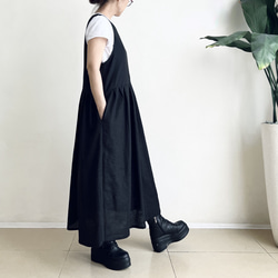 ジャンパースカート * Rayon Linen Black * 4枚目の画像