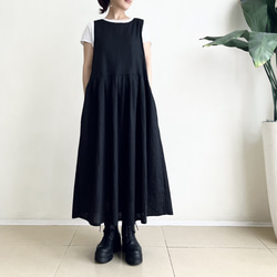 ジャンパースカート * Rayon Linen Black * 3枚目の画像