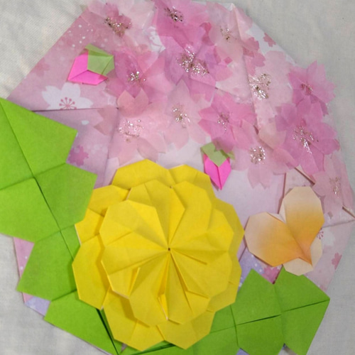 たんぽぽ・桜・春リース・チョウチョ・折り紙・壁面飾り【☆送料無料