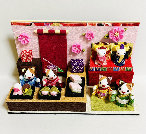 【新品未使用】ちりめん製 まねき猫びな セット 楽天市場】雛人形 コンパクト 招き猫 ポイント消化 消費 季節商品