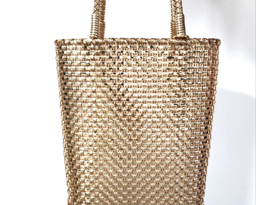 キラキラゴールドバッグ 楕円底B5縦型 受注製作 トートバッグ Kirarina