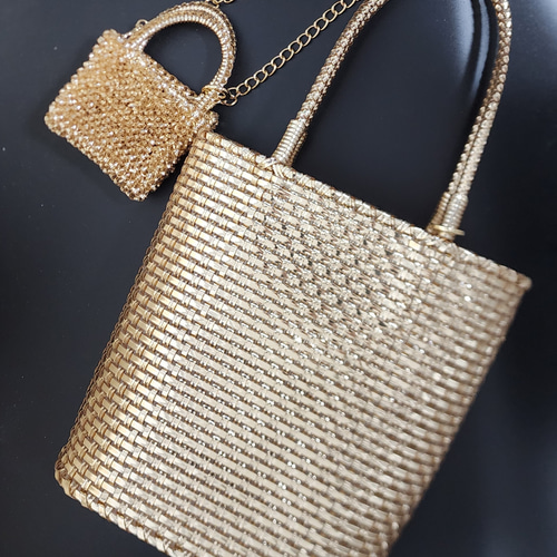 キラキラゴールドバッグ 楕円底B5縦型 受注製作 トートバッグ Kirarina