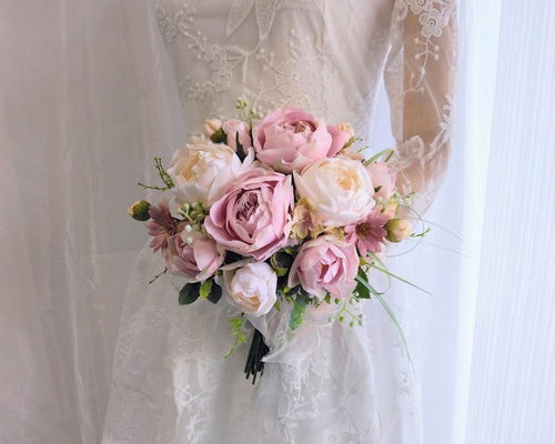くすみピンク の ウェディング ブーケ ns878 アーティフィシャル