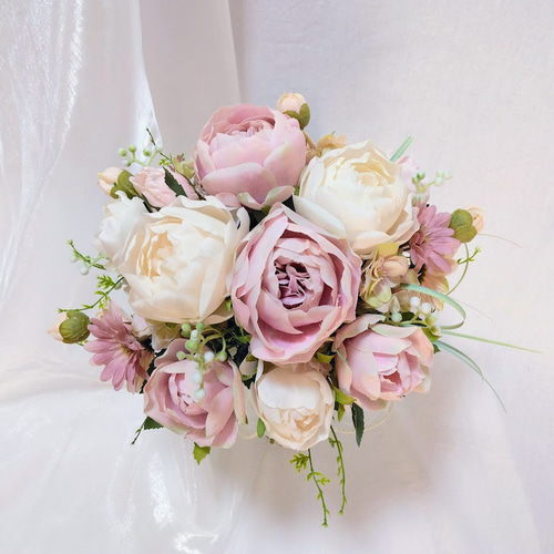 大人ピンク の ウェディング ブーケ ns878 アーティフィシャルフラワー