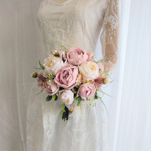 大人ピンク の ウェディング ブーケ ns878 アーティフィシャルフラワー