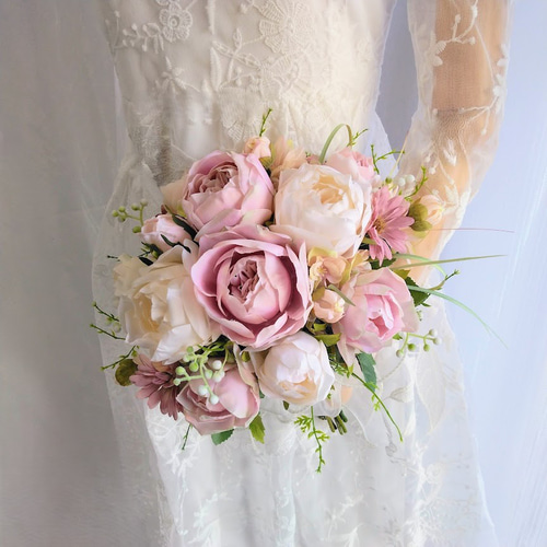 大人ピンク の ウェディング ブーケ ns878 アーティフィシャルフラワー