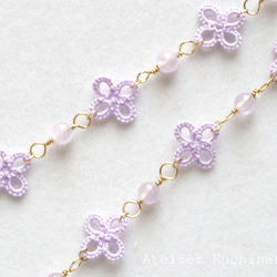【二月生日石】梭織蕾絲小花薰衣草紫水晶項鍊 第4張的照片