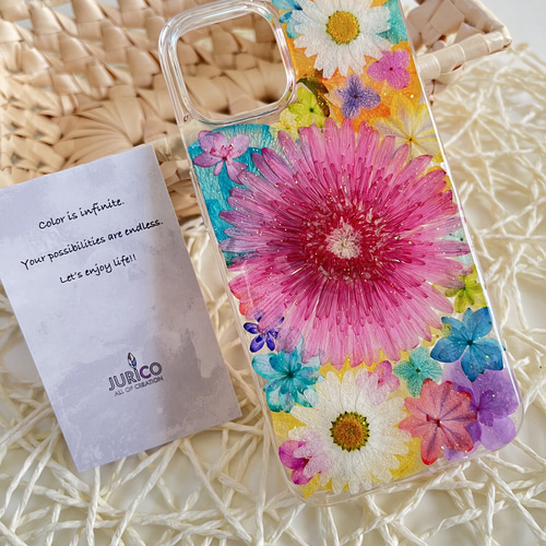 フルオーダーメイドでお作りする押し花スマホケース iphone